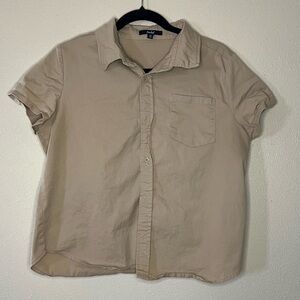 Papaya Women’s beige button up. Size L